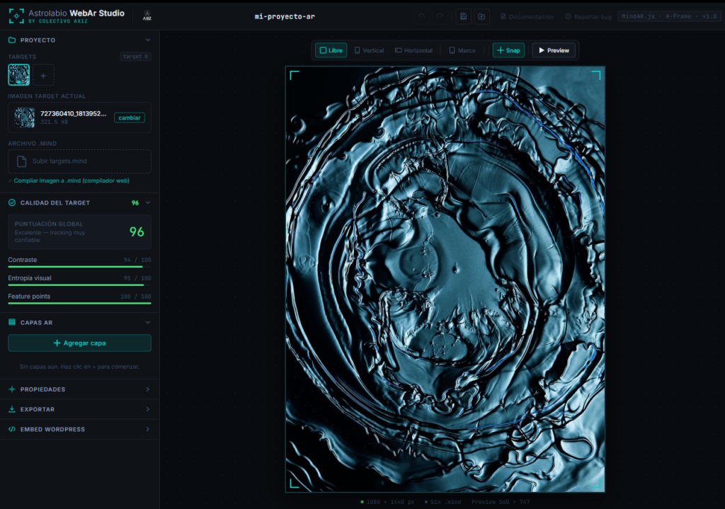 Interfaz del editor Astrolabio